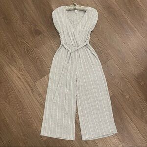 Caution to the Wind gray striped romper